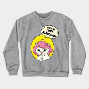 Cat with wig, hairless cat with wig Crewneck Sweatshirt